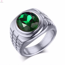 Best Selling Bulk Stainless Steel Single Green Stone Rings For Women